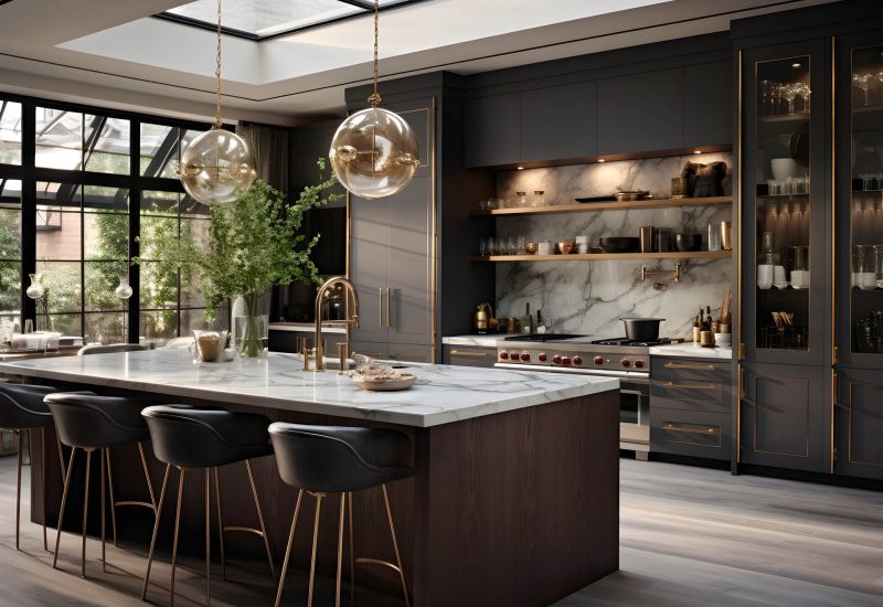 Beautiful kitchen design in a luxury home. Modern kitchen interi